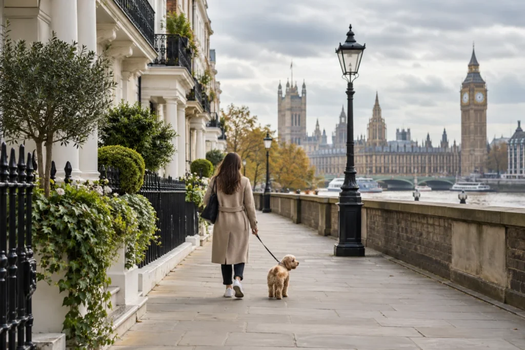 Illustrative pet-friendly scene in UK